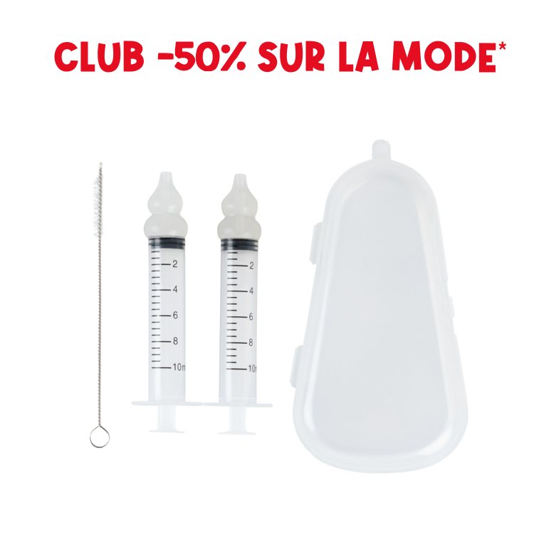 Set mouche bébé 2 seringues + goupillon + boîte de rangement - Prémaman
