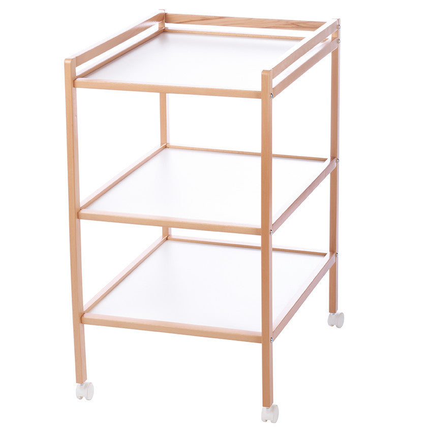 Table à langer en hêtre vernis avec 2 étagères - Pocket 2.0 - Prémaman