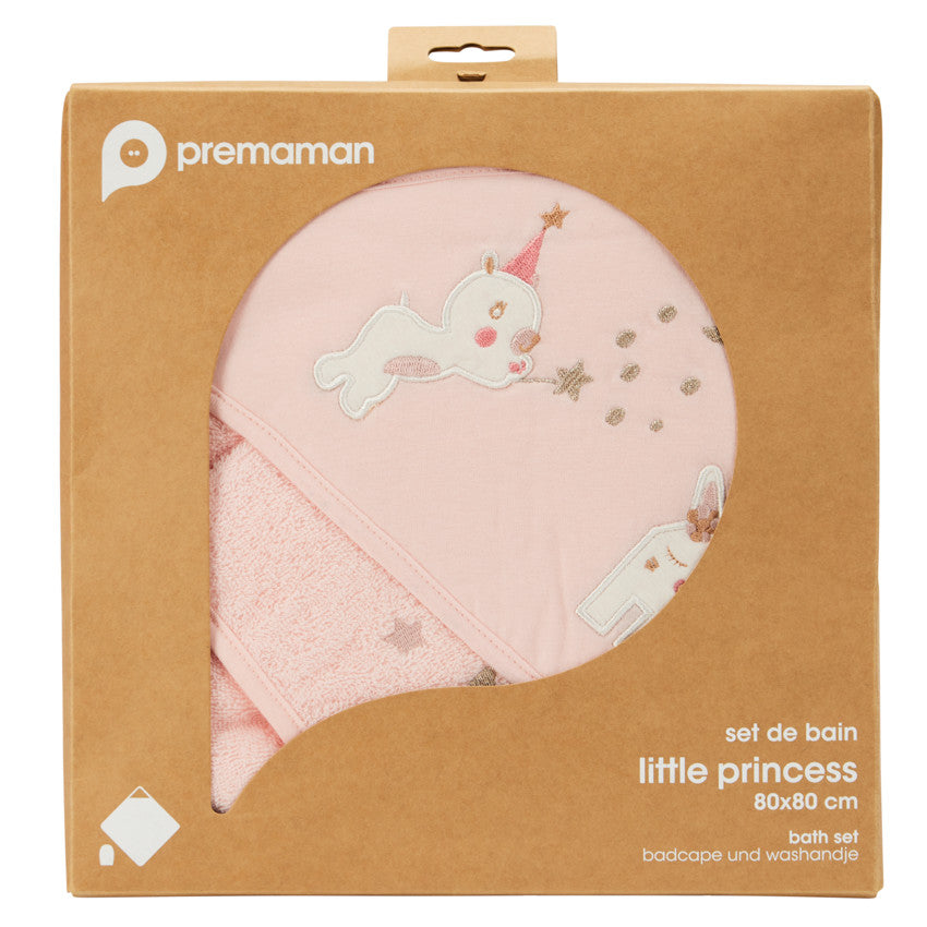 Set de bain cape + gant de toilette Little Princess - Prémaman