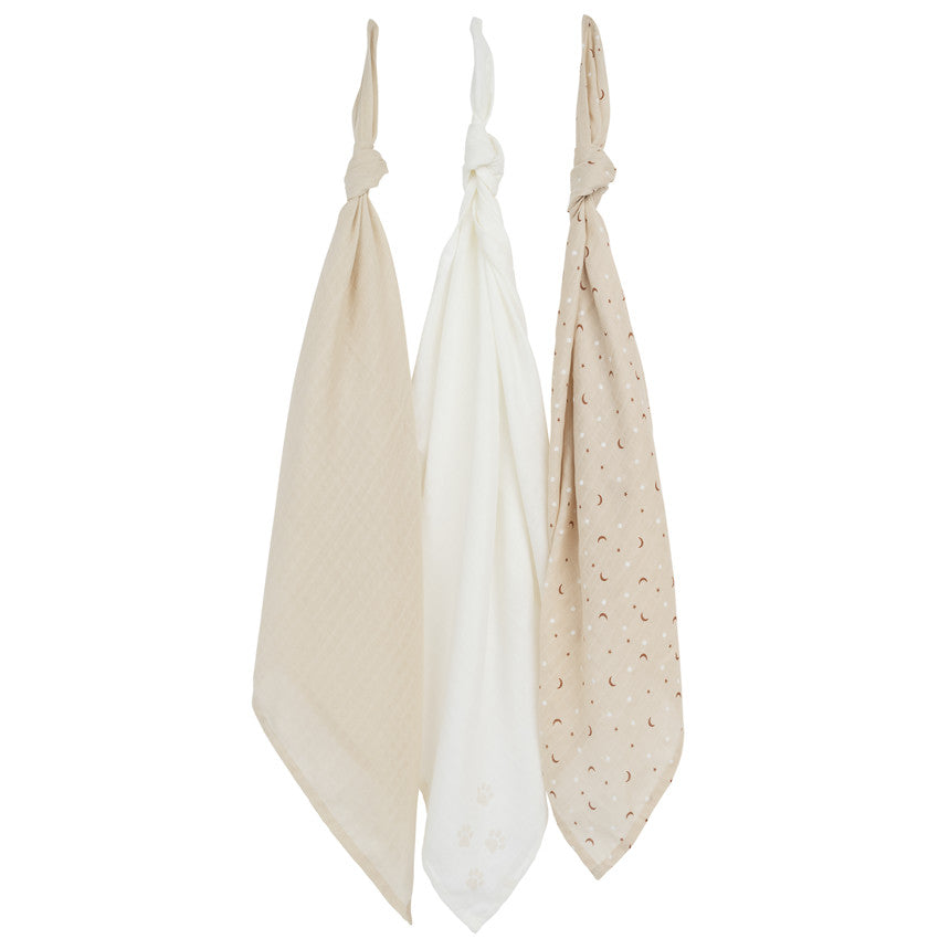 Set of 3 muslin swaddles 70 x 70 cm My Little Cat - Prémaman