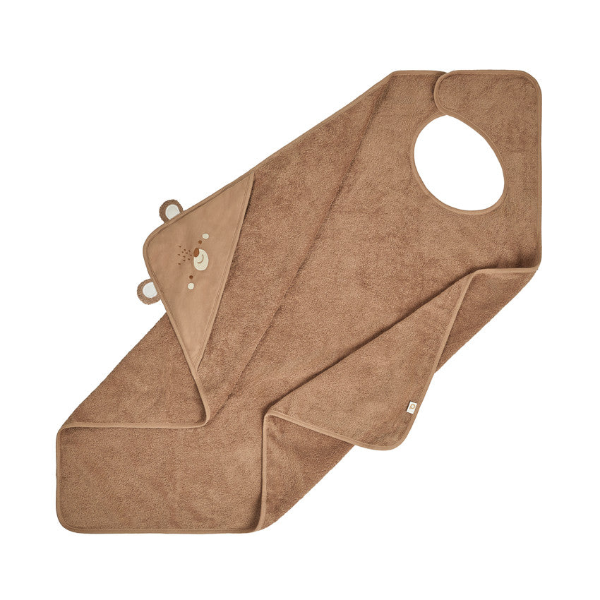 Cape de bain ludique et tablier 2 en 1 Ourson marron - Prémaman