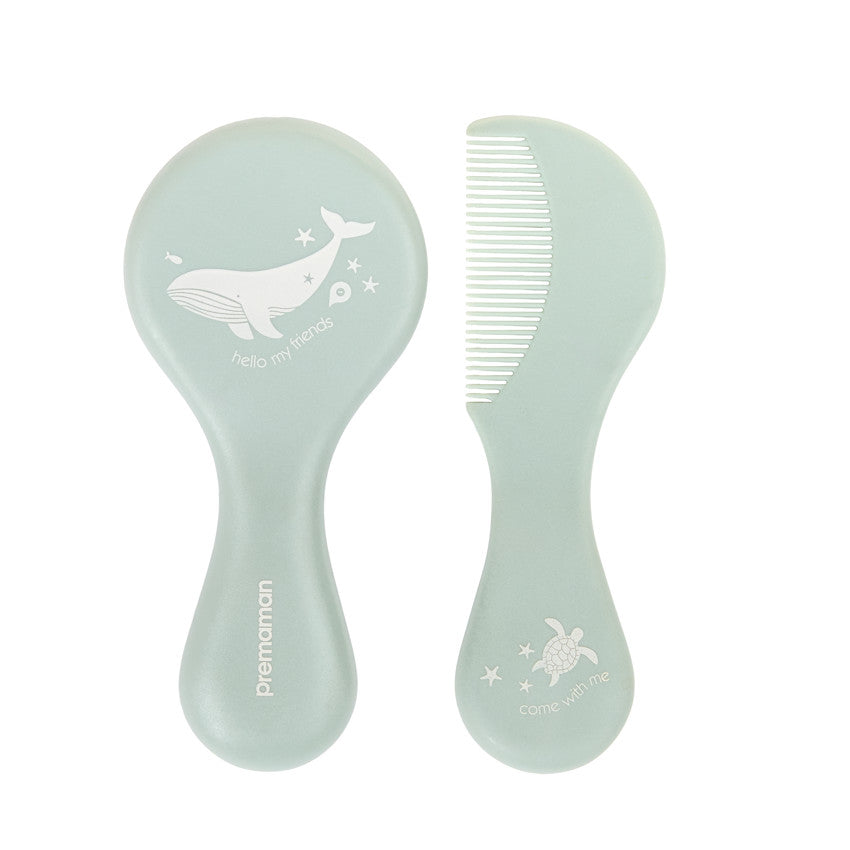 Set de coiffure brosse et peigne vert - Prémaman