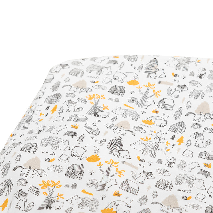 Drap housse Nos petits amis en popeline imprimé animaux 60 x 120 cm - Prémaman