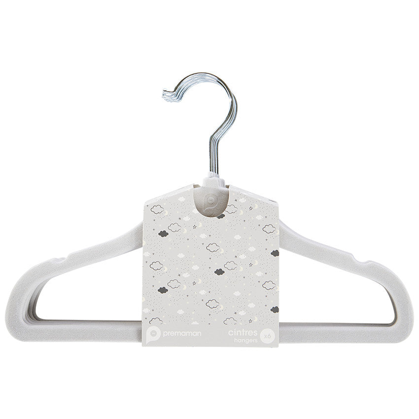 Lot de 6 cintres en velours gris - Prémaman