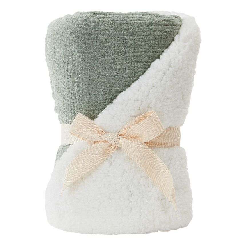 Couverture en tetra doublée sherpa 80 x 80 cm vert - Prémaman