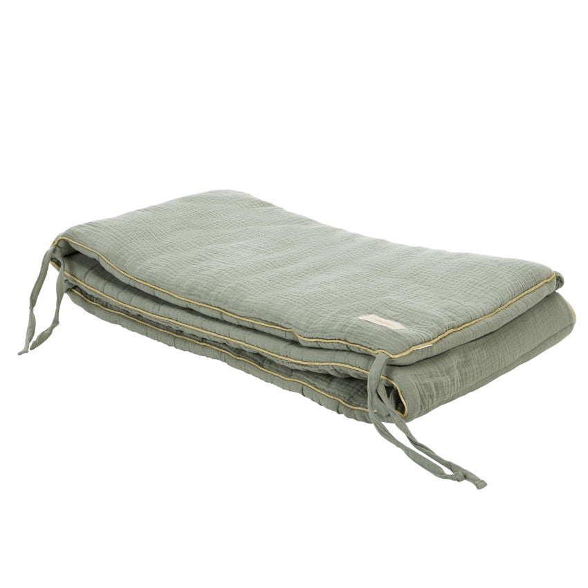 Tour de lit 3 pans en gaze de coton vert - Prémaman