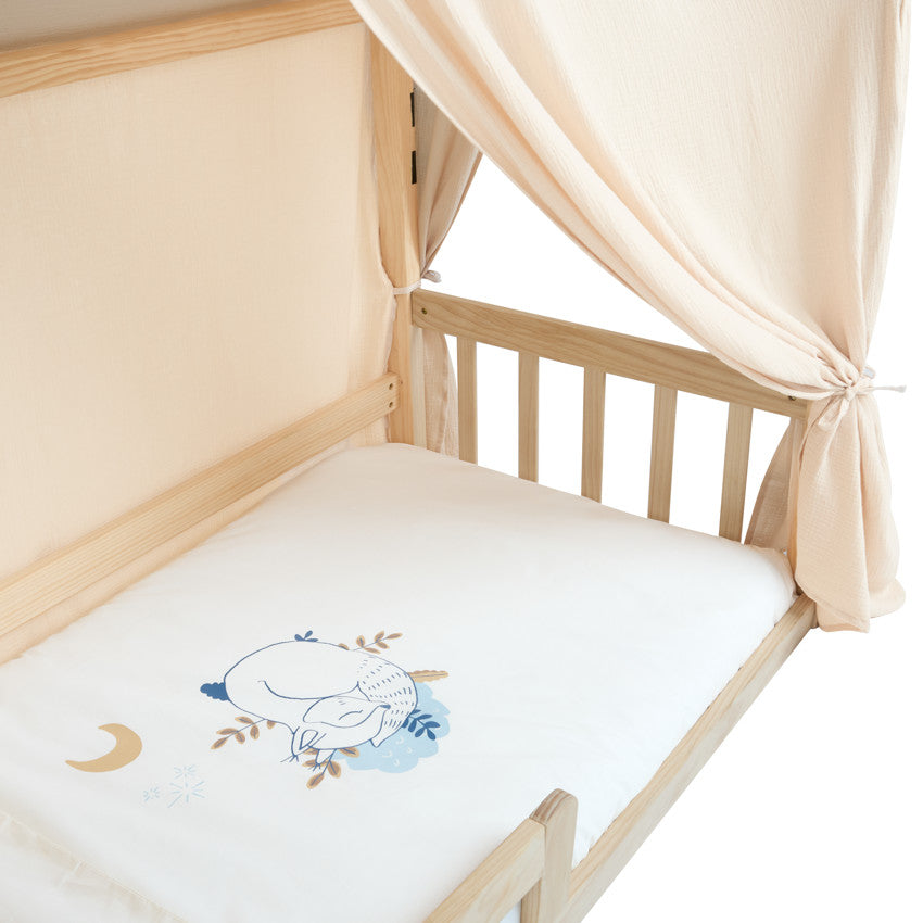 Toile en gaze de coton pour lit Premissori vert - Prémaman