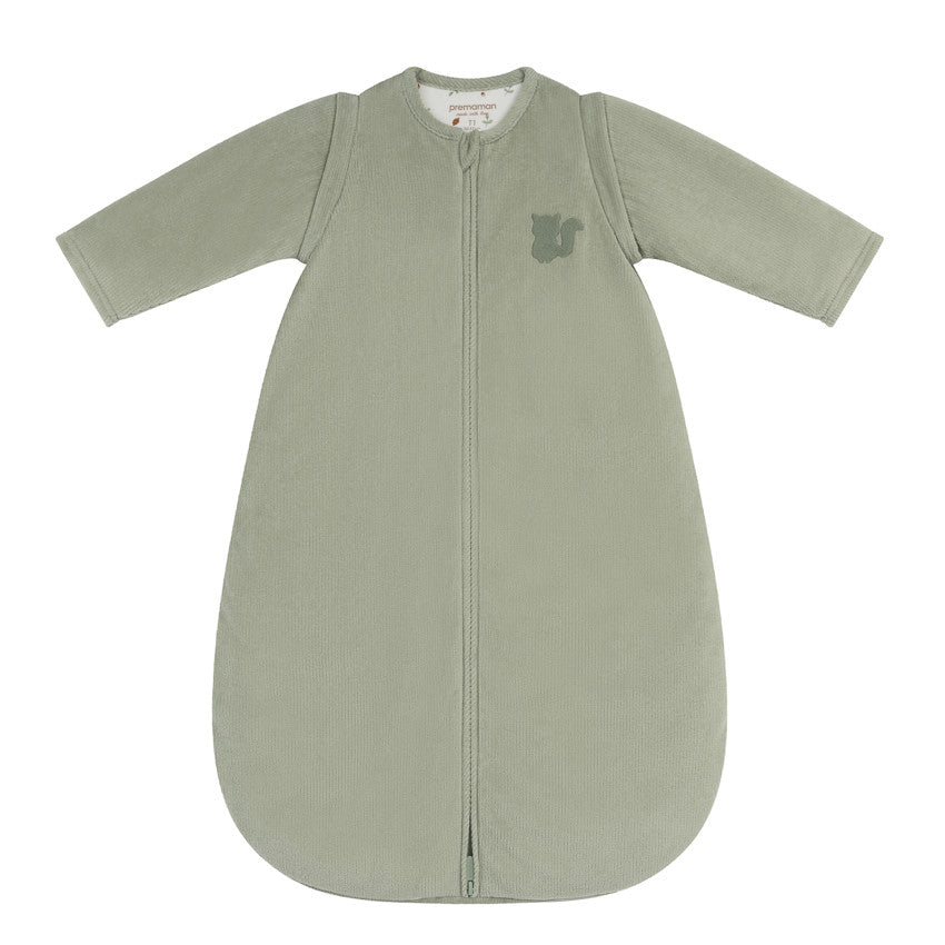 Squirrel green corduroy detachable sleeve sleep sack TOG 3.5 - Prémaman