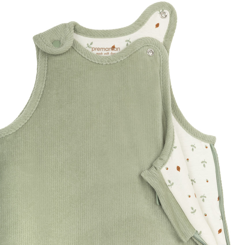 Sleeveless baby sleep sack T3 in green corduroy TOG 3.5 - Prémaman