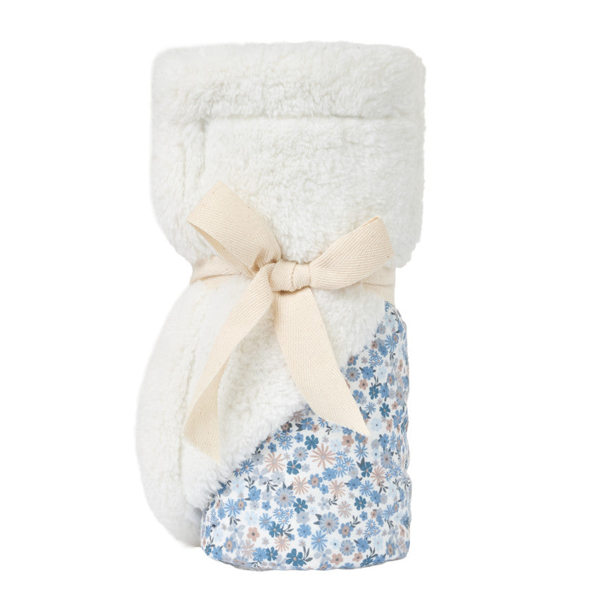 Poplin and Sherpa Blankets 80 x 80 cm - Tiny Flowers - Prémaman