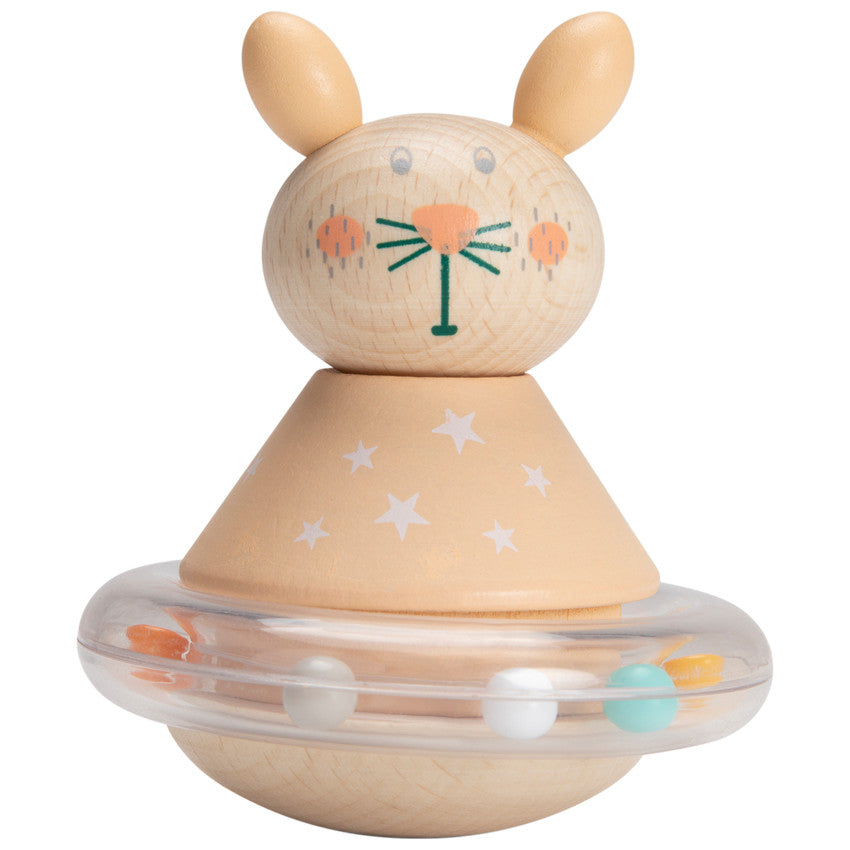 Hochet culbuto à billes - Lapin orange - Prémaman