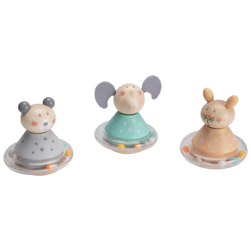 Hochet culbuto à billes - Lapin orange - Prémaman