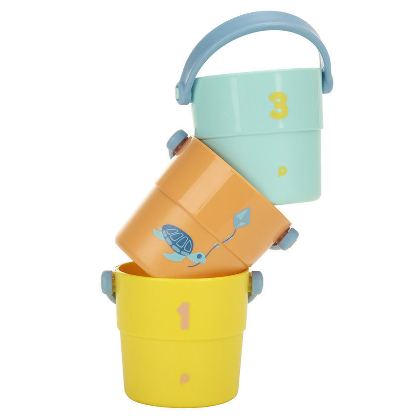 Lot de 3 sceaux de bain perforés à empiler - Prémaman