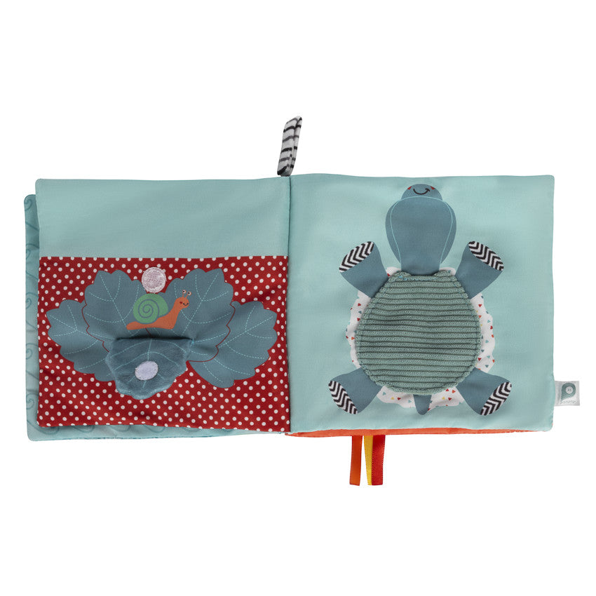 Livre d'éveil et d'activités en tissu Sacha la tortue - Prémaman
