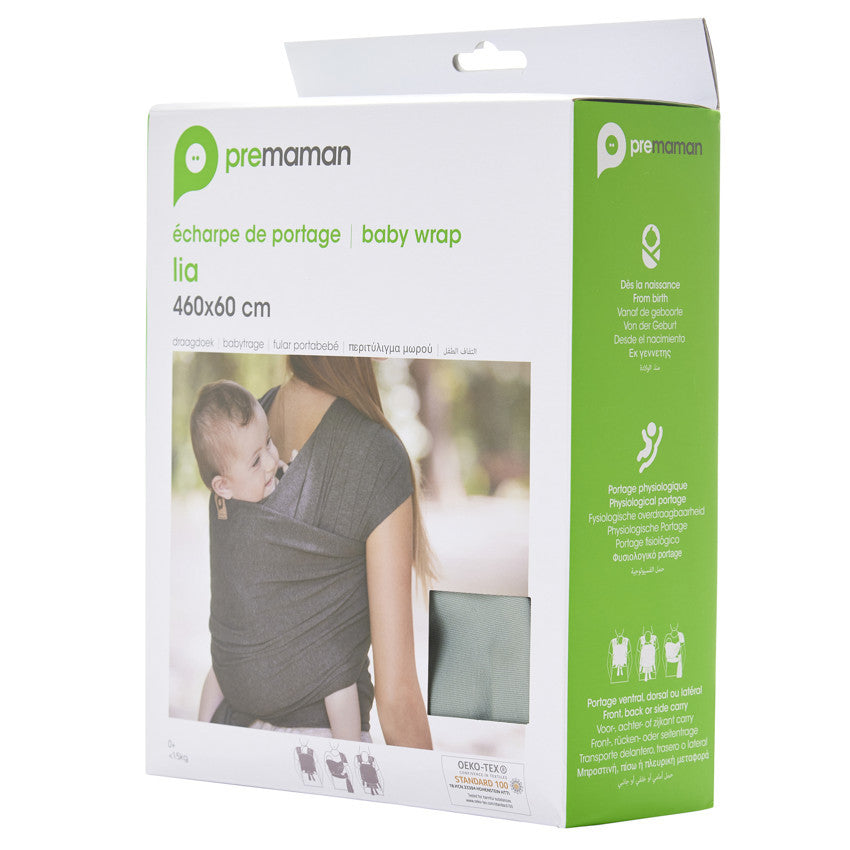 Écharpe de portage Lia 460 x 60 cm - Kaki - Prémaman