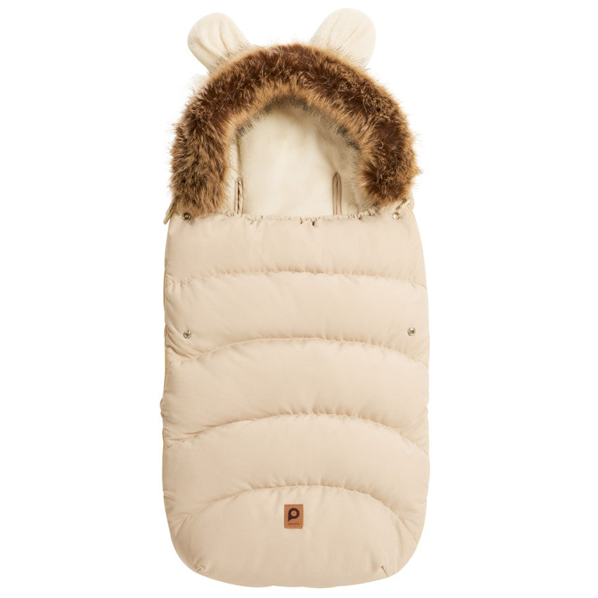 Warm universal sherpa-lined Nours beige footmuff - Prémaman