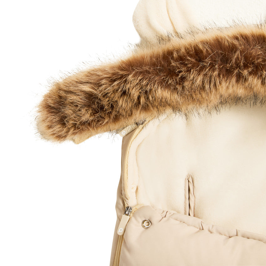 Warm universal sherpa-lined Nours beige footmuff - Prémaman