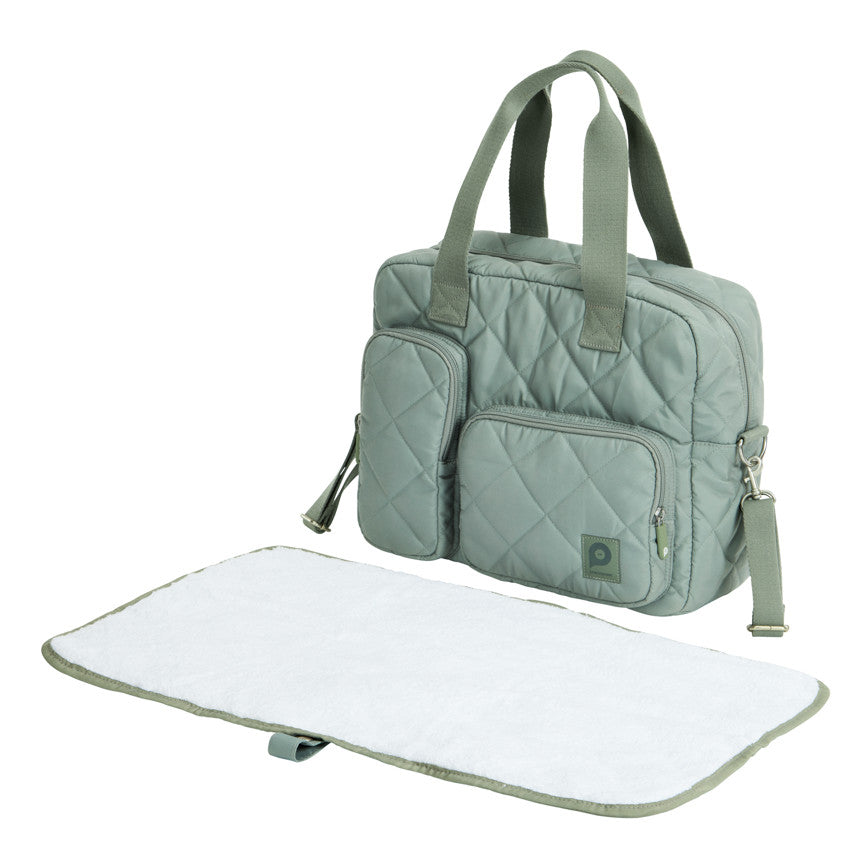 Diaper bag with quilted changing mat Stockholm green - Prémaman