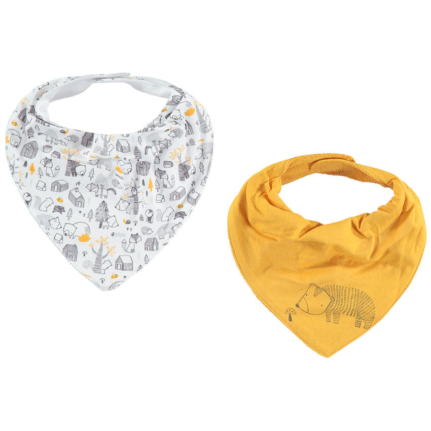 Lot de 2 bavoirs forme bandana imprimés thème forêt - Prémaman