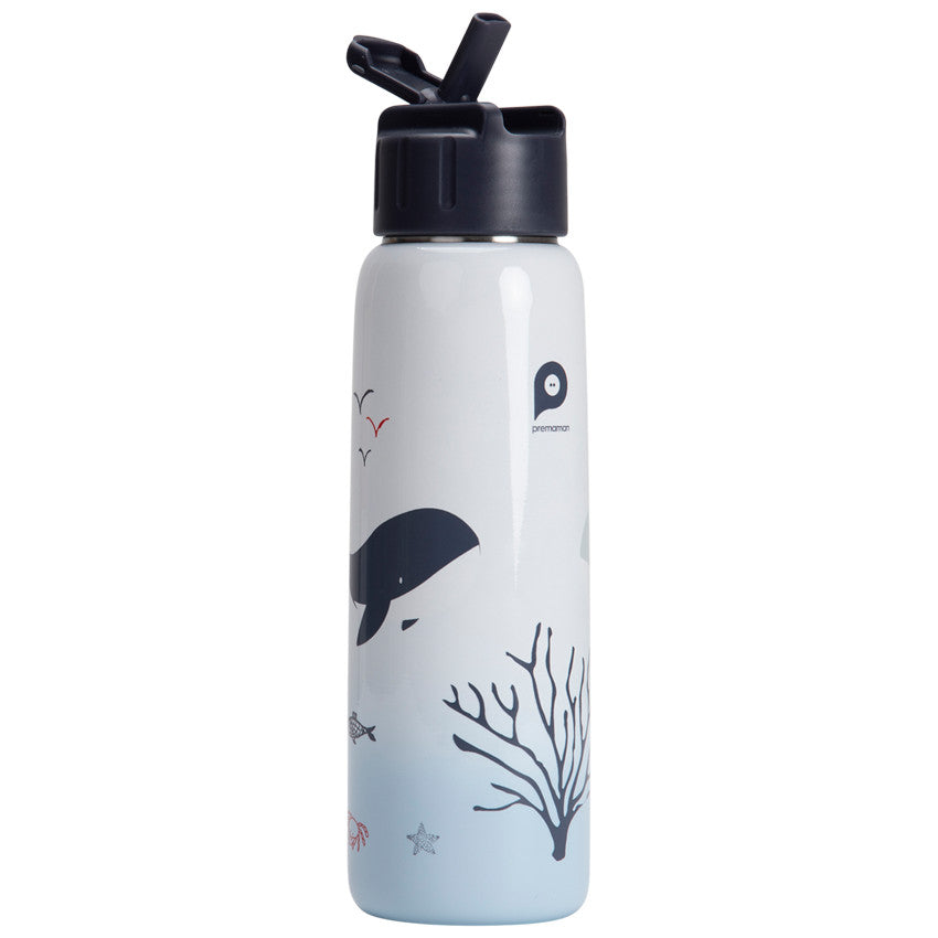 Gourde en métal Pretty sea avec paille 380 ml - Prémaman
