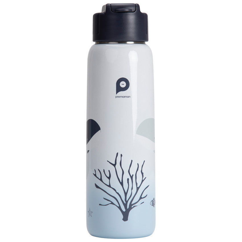 Gourde en métal Pretty sea avec paille 380 ml - Prémaman