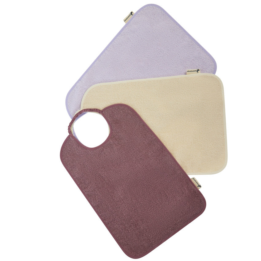 Pack of 3 purple elasticated towelling bibs - Prémaman