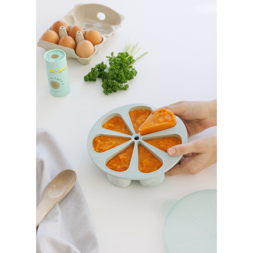 Moule de conservation multiportions 7 x 100ml en silicone vert - Prémaman