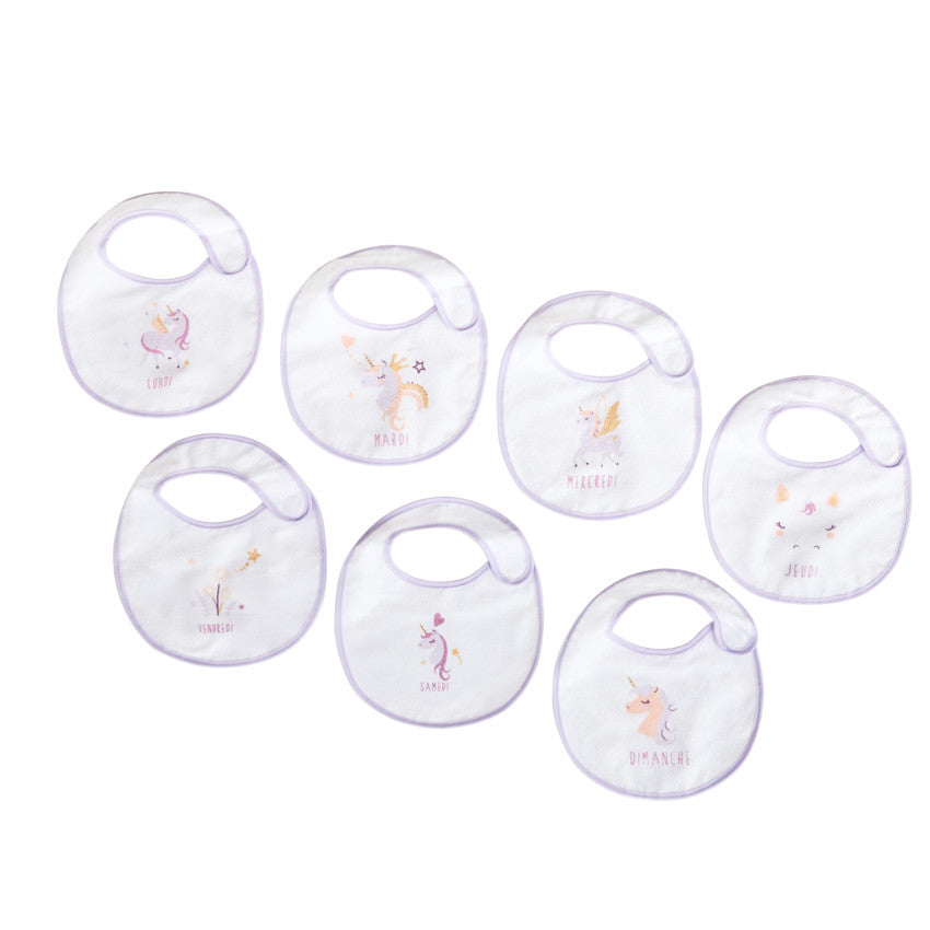 Lot de 7 bavoirs Licorne - Prémaman