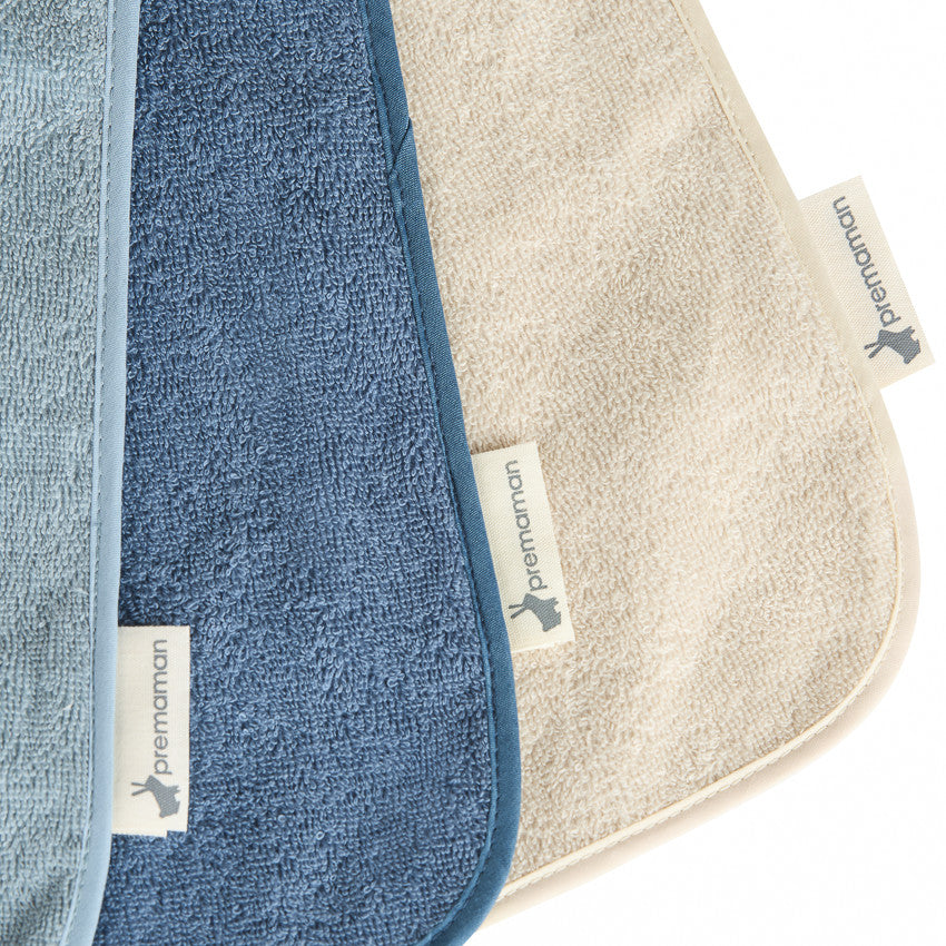 Lot de 3 bavoirs éponges à enfiler - Bleu - Prémaman
