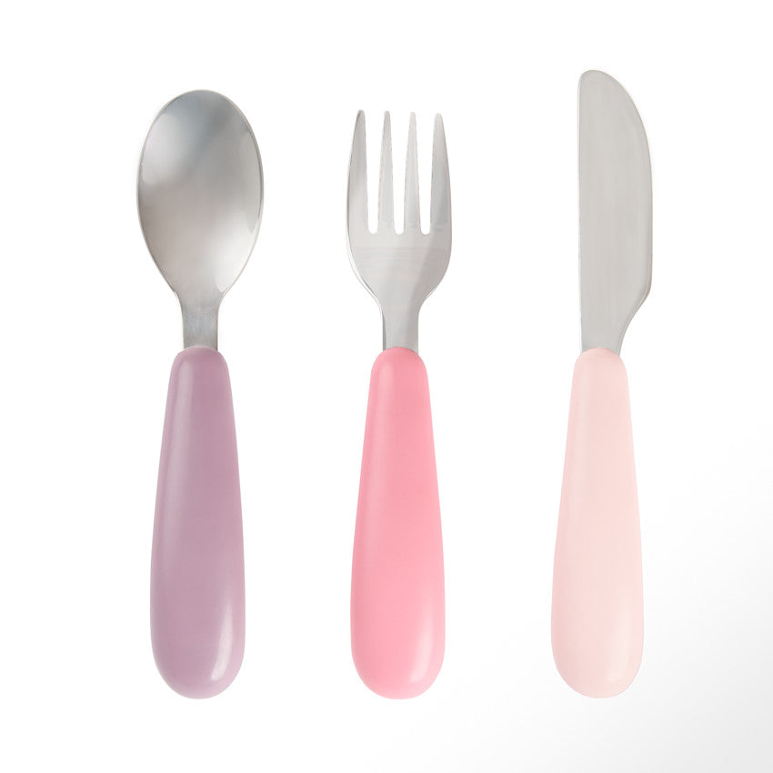 Set of 3 Miamix pink first-age cutlery - Prémaman