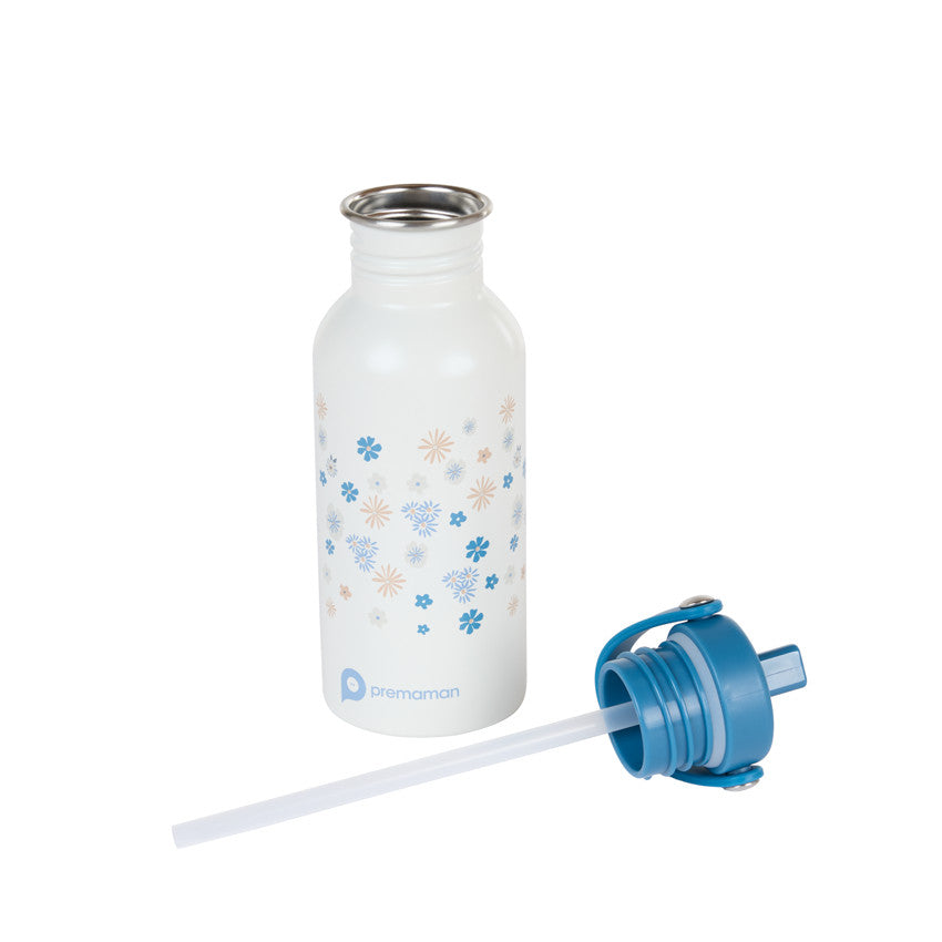 Gourde en inox avec Paille Tiny Flowers - 500 ml - Prémaman