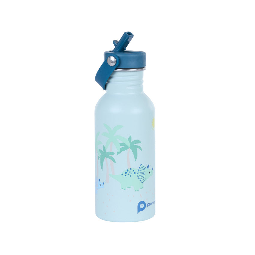 Gourde en inox avec paille Dino Rigolo - 500 ml - Prémaman