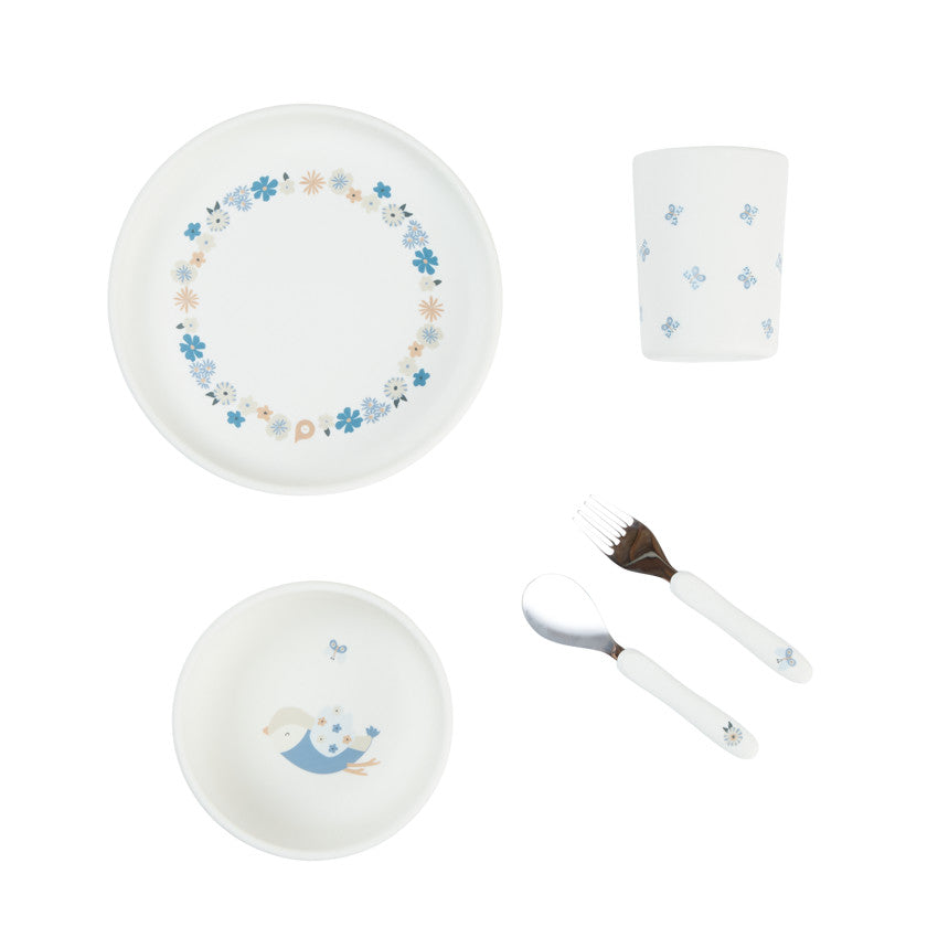 Coffret repas en silicone 5 pièces - Tiny Flowers - Prémaman