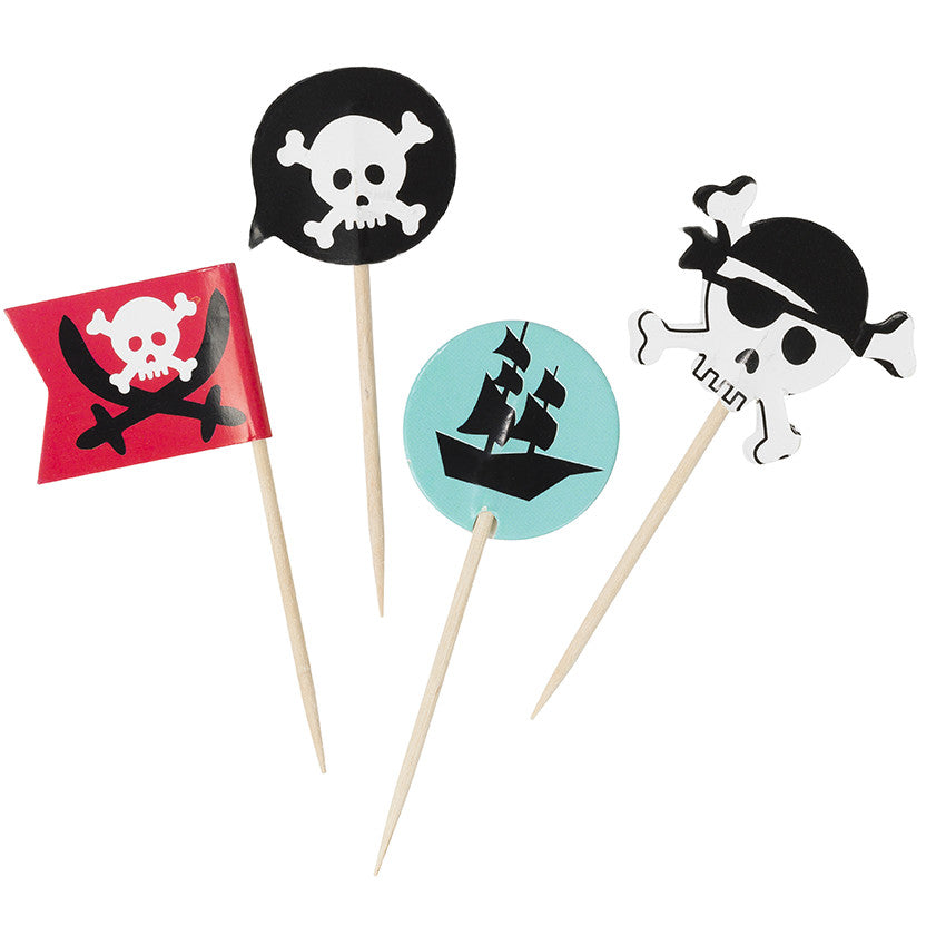 X 10 piques à gateau d'anniversaire en bois Pirate - Prémaman