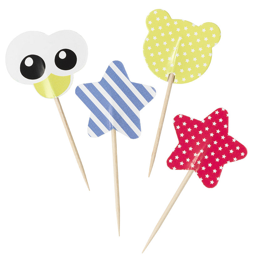 Lot de 10 piques à gateau d'anniversaire en bois Dragon - Prémaman