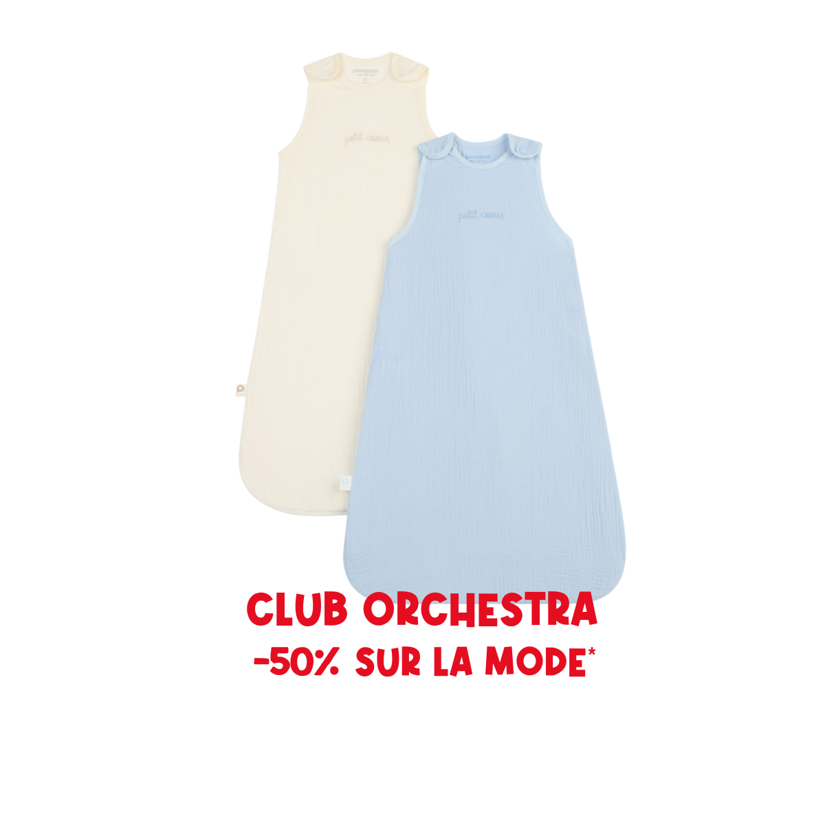 Lot de 2 gigoteuse sans manches TOG 0,5 Petit Cœur - Prémaman