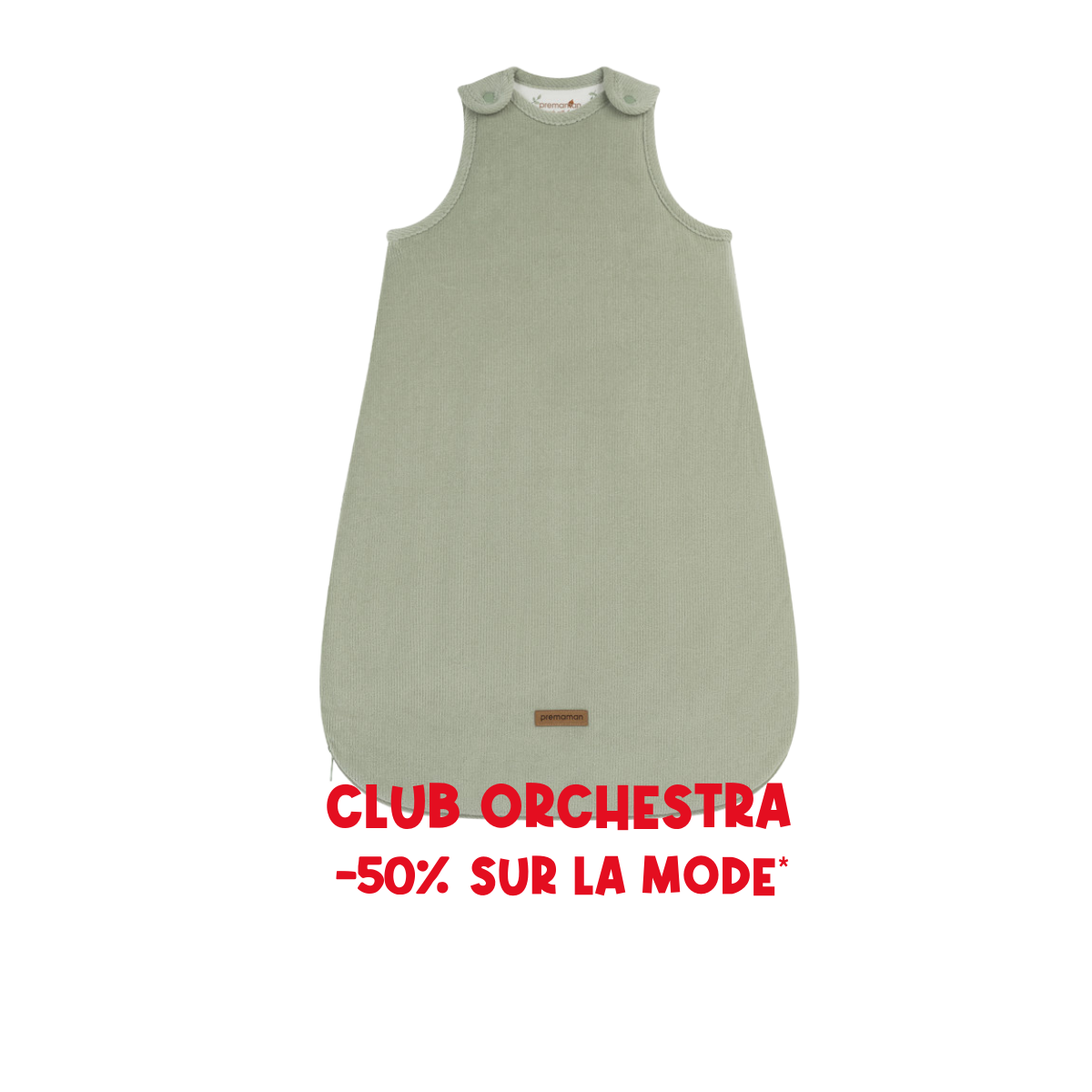 Sleeveless corduroy sleeping bag TOG 3.5 green - Prémaman