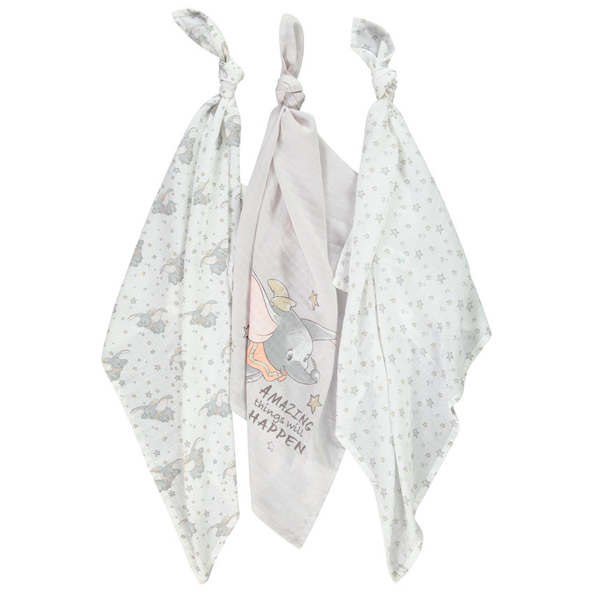 Lot de 3 langes en gaze de coton Dumbo Disney - Prémaman