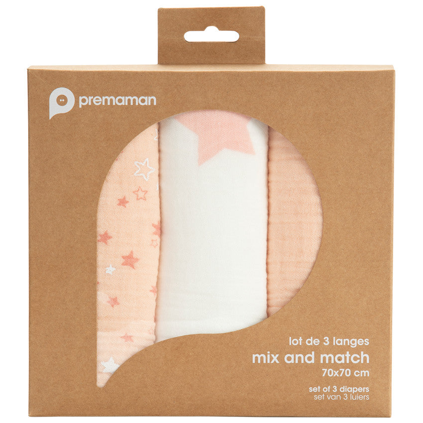 Lot de 3 langes en tétra motif étoiles - Prémaman