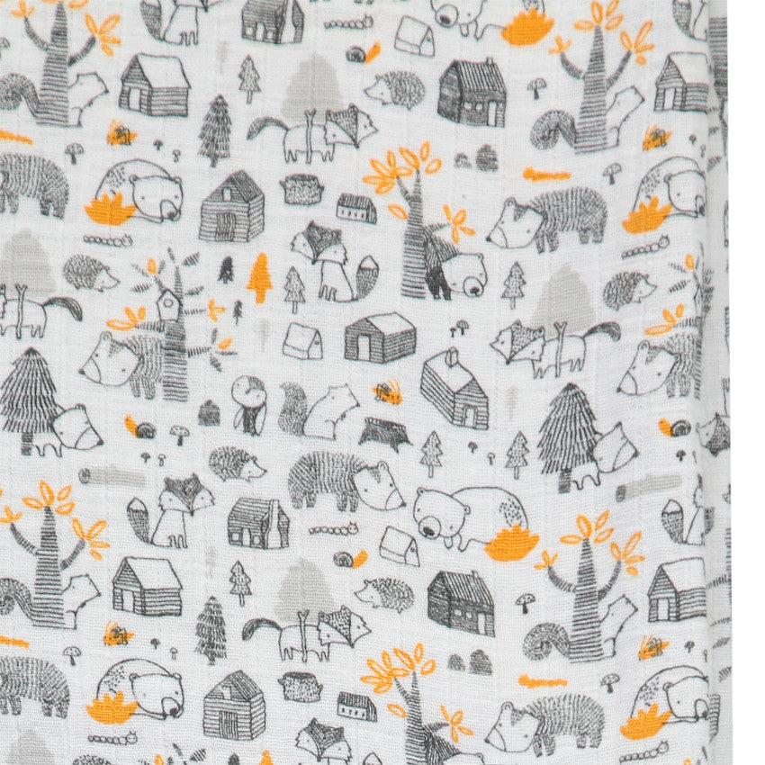 Lot de 3 langes en gaze de coton motifs animaux de la forêt - Prémaman