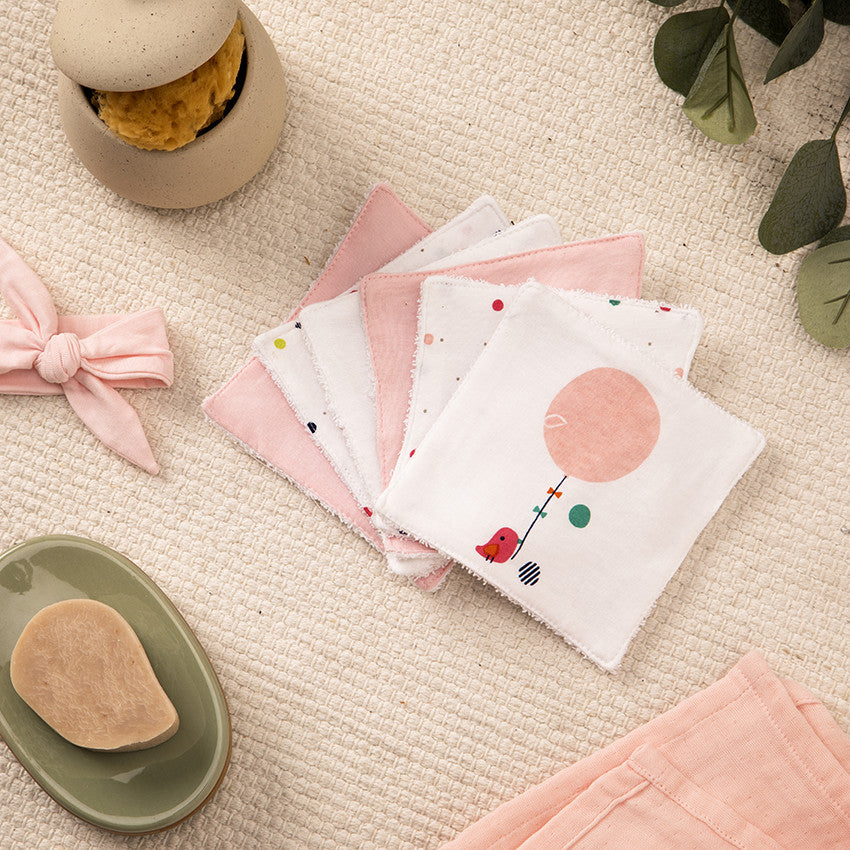 Lot de 6 lingettes lavables en coton Happy Days - Prémaman