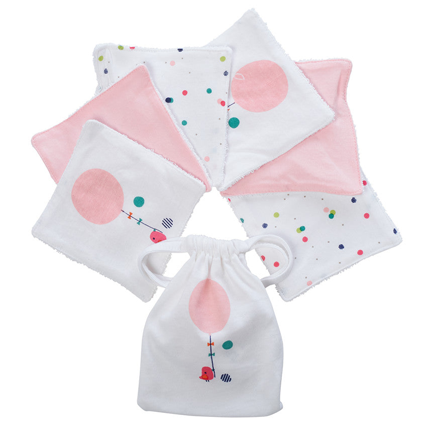 Lot de 6 lingettes lavables en coton Happy Days - Prémaman