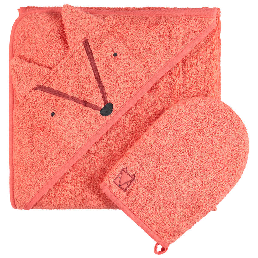 Cape de bain et gant de toilette Ethnic animals - Prémaman