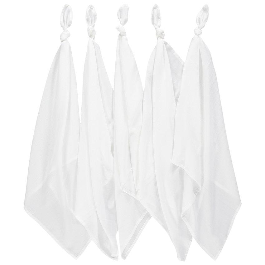 Lot de 5 langes unis blancs - Prémaman