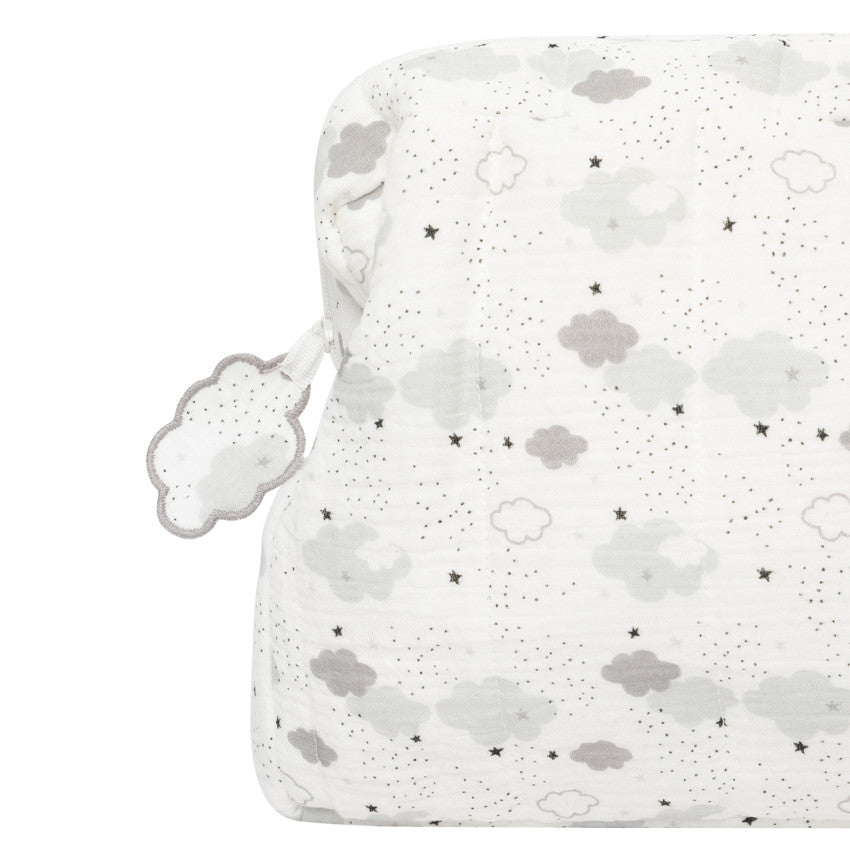 Trousse de toilette en coton imprimé nuages - Prémaman