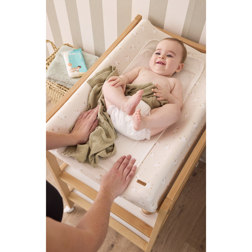 Table à langer en hêtre vernis avec 2 étagères - Pocket 2.0 - Prémaman