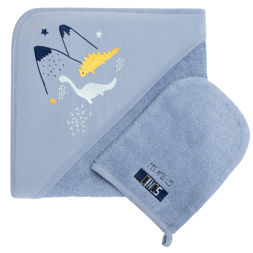 Set de bain cape + gant de toilette Mes Amis les Dinos - Prémaman
