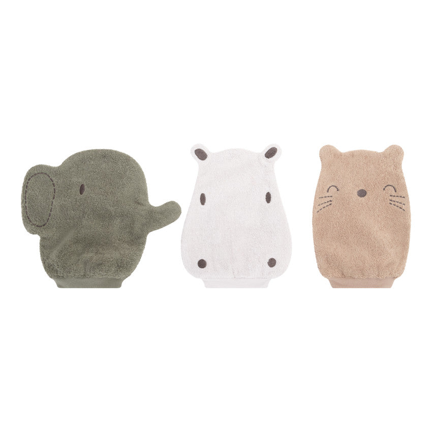 Lot de 3 gants de toilettes Animaux de la savane - Prémaman
