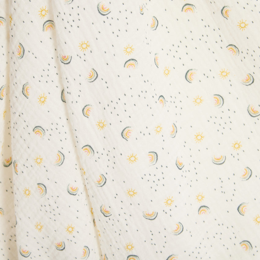 Lange en gaze de coton 100 x 100 cm imprimé arcs-en-ciel - Prémaman