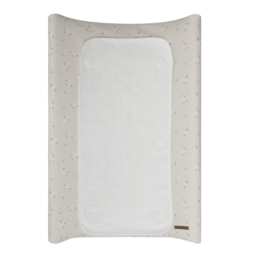 Housse de matelas à langer imprimé moutons La Vie à la Ferme beige - Prémaman